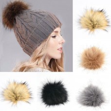 Mujer Large Faux Raccoon Fur Pom Pom Ball with Press Button for Knitting Hat DIY  eb-94312736